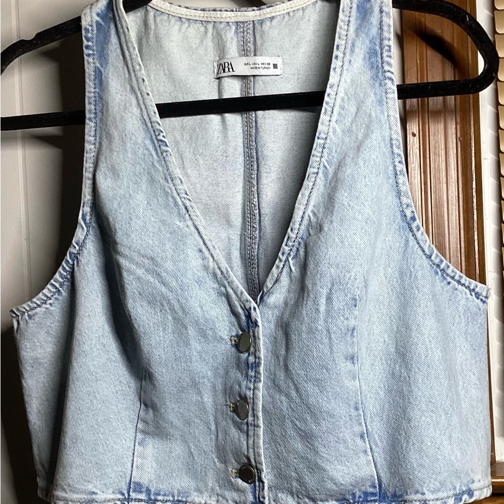 Zara Light Blue Denim Vest